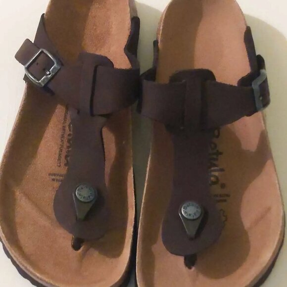 Women's Betula By Birkenstock Gizeh Suede Sandals Chocolate Brown - Size 6 - Picture 3 of 5
